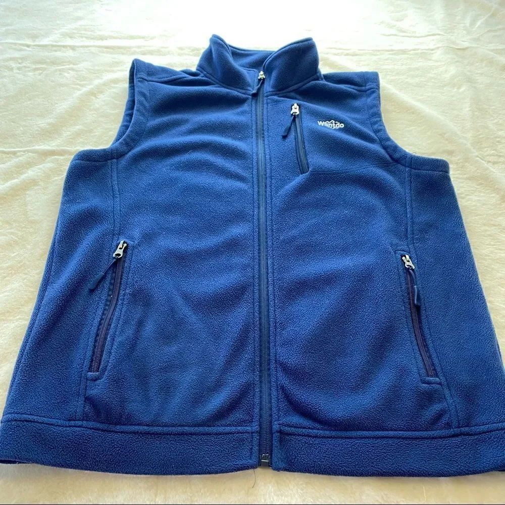 Wantdo Blue Fleece Front Zipper Vest Size Small